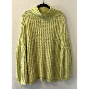 Anthropologie Pilcro Sweater Womens XXS Neon Green Turtleneck Chunky Colorful